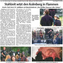2014-08-25 Chamer Zeitung-Stahlzeit setzt den Kolmberg in Flammen